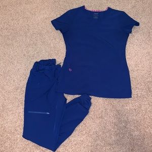 Heart soul Galaxy Blue Scrubs size XS top XS Bottom